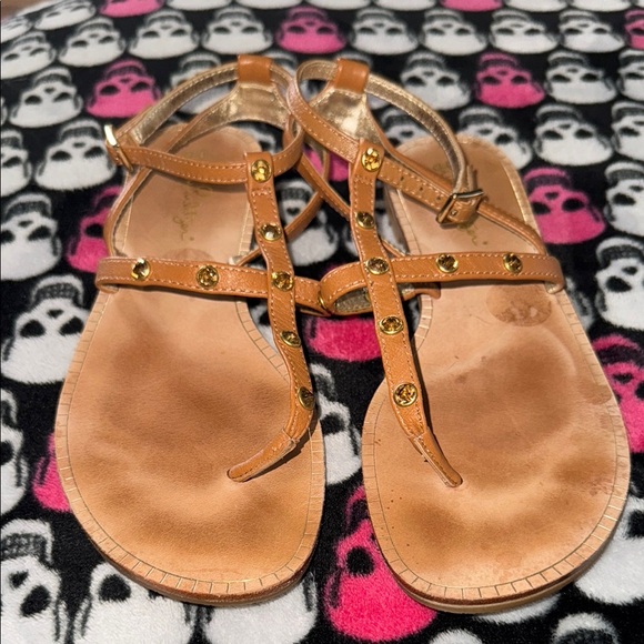 Lilly Pulitzer Shoes - Brown Leather Sandals with Gold Accents